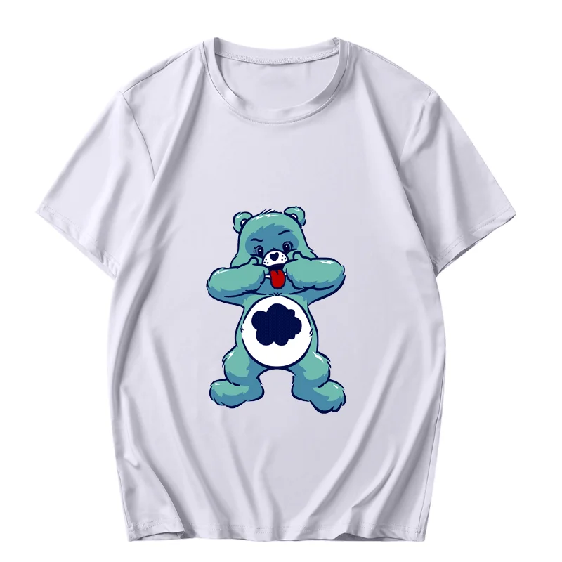

Summer Loose Comfortable Simple T-shirt Harajuku Aesthetics Casual Bear Print Kawaii Short Sleeve Top Fashion Women Streetwear
