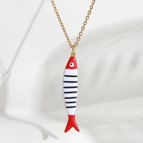Ожерелье с подвеской рыбка из нержавеющей стали