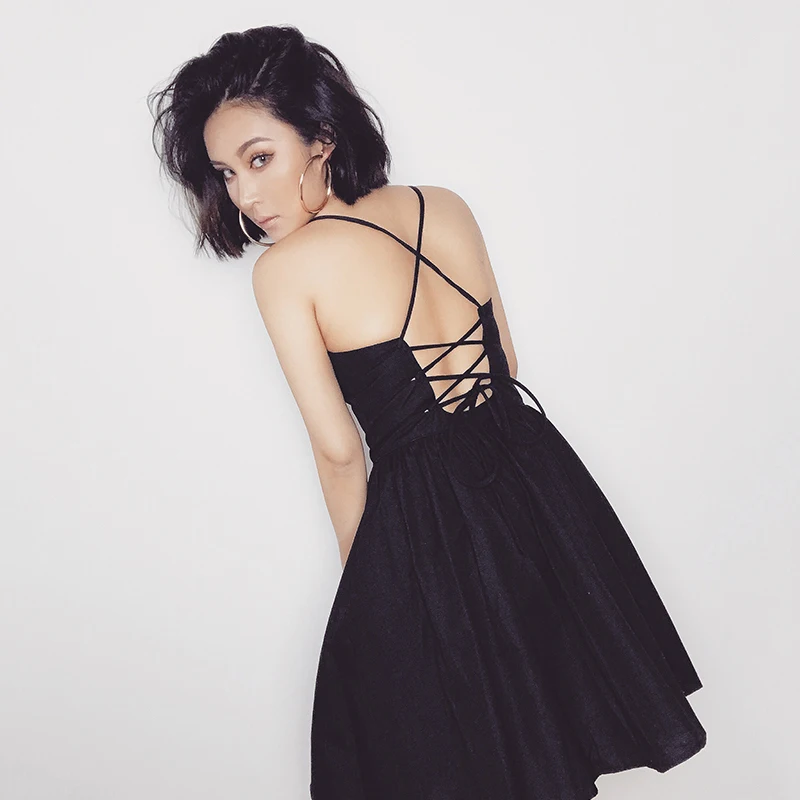 

Sexy Backless Lace Summer Swing Beach Skirt Beach Travel Holiday Halter Dress