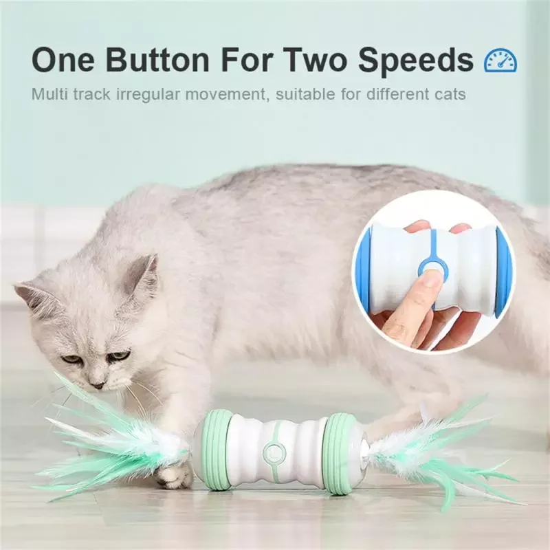 

NEW IN Pet Smart Interactive Cat Toy Feather Belt 4 Feather Bells LED Light Cat Toy Low Noise Self-hey Charging Cat Toy