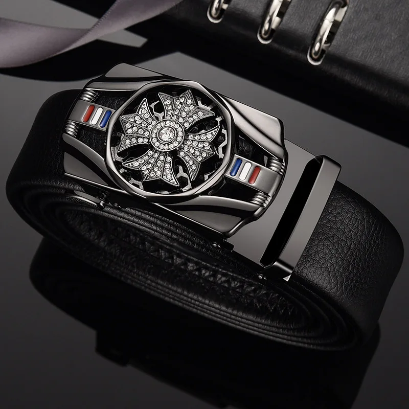 

Men Belt Leather Belts Automatic Buckle Lucky Rotatable Luxurious Fashion Superior Quality Classic Golden Silver Black.