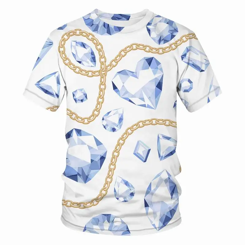 

3D T Shirt Sumptuous Printing Casual Summer Style Fashion Print Short Sleeve Tees Mens And Womens Tops Chain Streetwear Tees