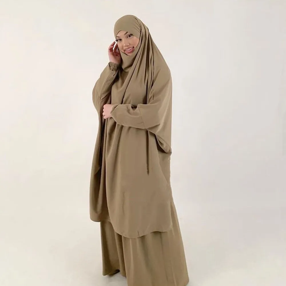 Hooded Muslim Women Hijab Dress Full Cover Prayer Garment Jilbab Abaya Long Khimar Ramadan Gown Abaya Skirt Set Islamic Clothes images - 6