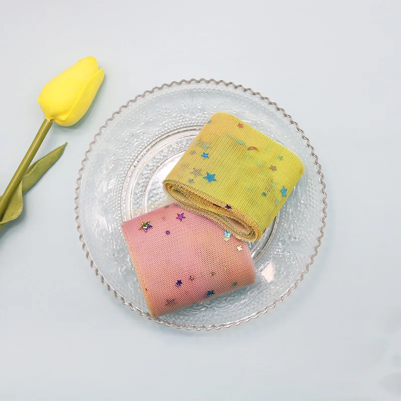 5 ярдов/упаковка ленты из органзы с радужным градиентом