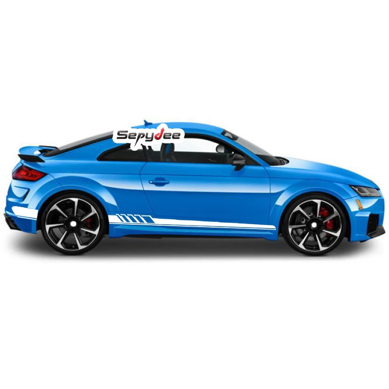 1 пара стильных наклеек на дверь и боковую юбку автомобиля Длинные полосы