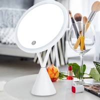 led light makeup mirror for touch button home desktop usb charging brightnes adjustable cosmetic mirror 1x 5x magnifying glass