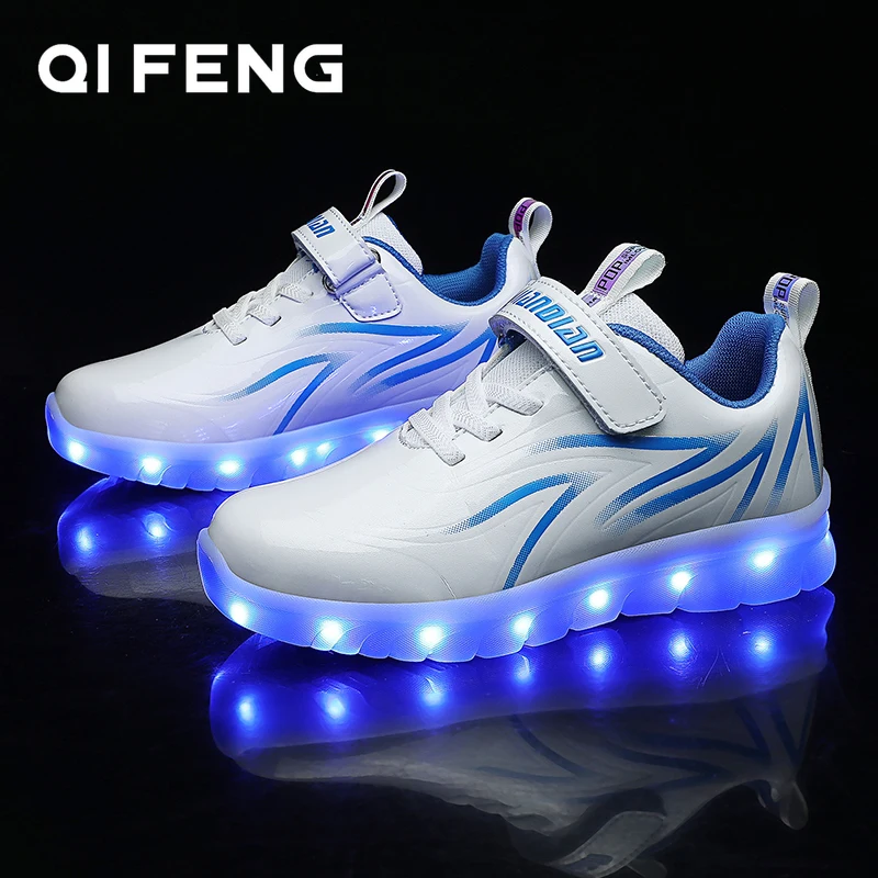 

2022 Dance Shoes USB Charger Glowing Sneakers Children Led Shoes Boys Luminous Sneakers Girls Breathable Fashion Street Dance