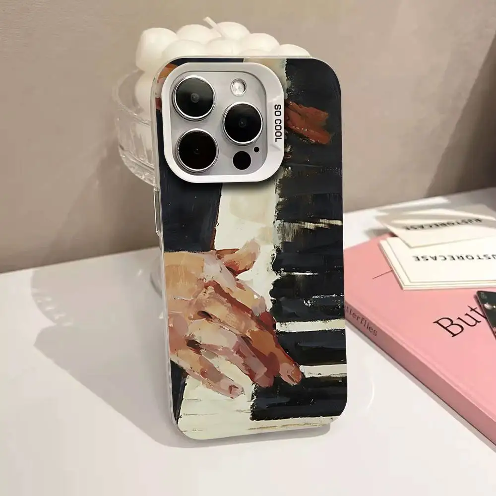 Фото Матовый чехол-бампер с дизайном клавиатуры пианино для iPhone 17 16 11 12 13 14 15 Pro ProMax Plus Mini №4