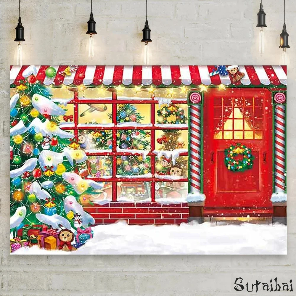 

Christmas Store Backdrop Merry Xmas Winter Store Shop Background Kids Baby Shower Party Supplies Decor Photo Booth Favor Gifts