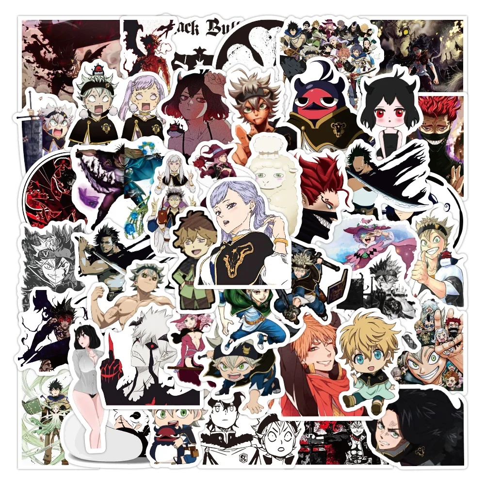 

50pcsBlack Clover Stickers Waterproof Skateboard Sticker Phone Case Cute Anime Stickers Laptop Skin Kawaii Packaging Kids Toys
