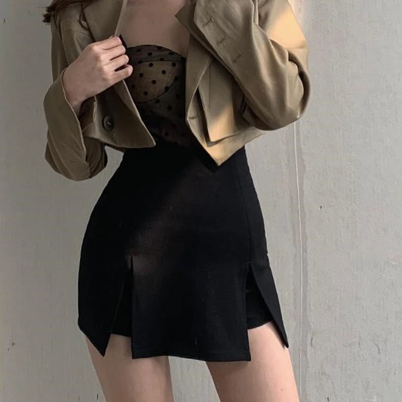 Юбка женская черная модная облегающая универсальная уличная одежда в стиле Ins