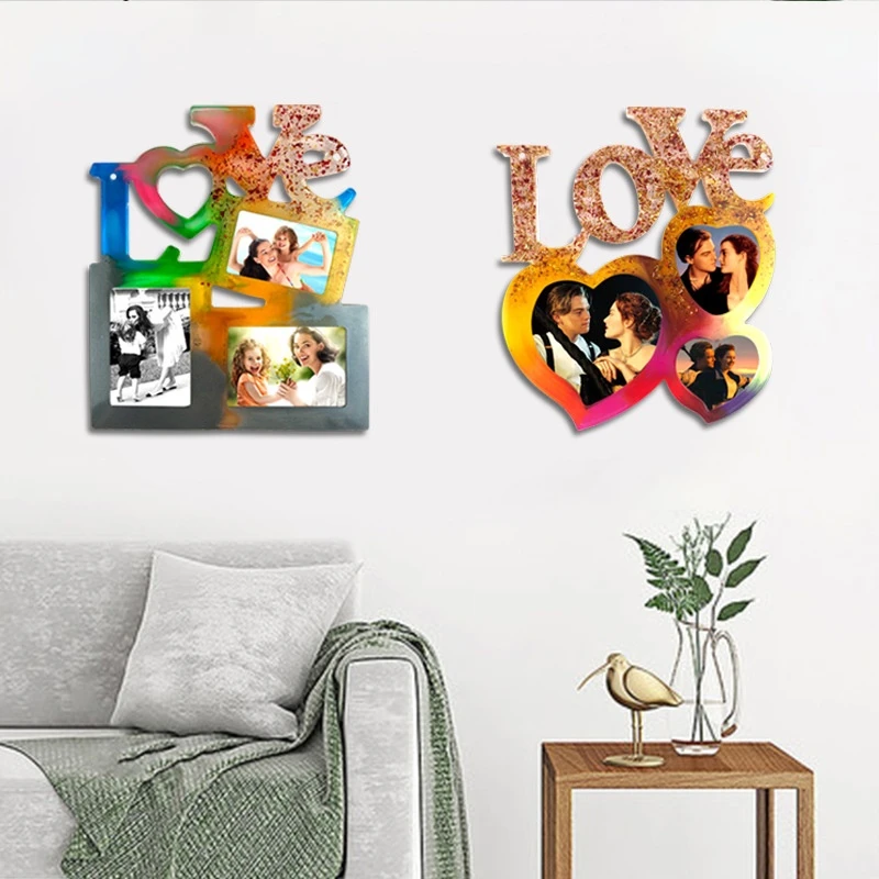 

Квадратная эпоксидная форма «сделай сам» в виде сердца для фоторамки, силиконовая форма для рукоделия, декоративная форма для рукоделия, на...