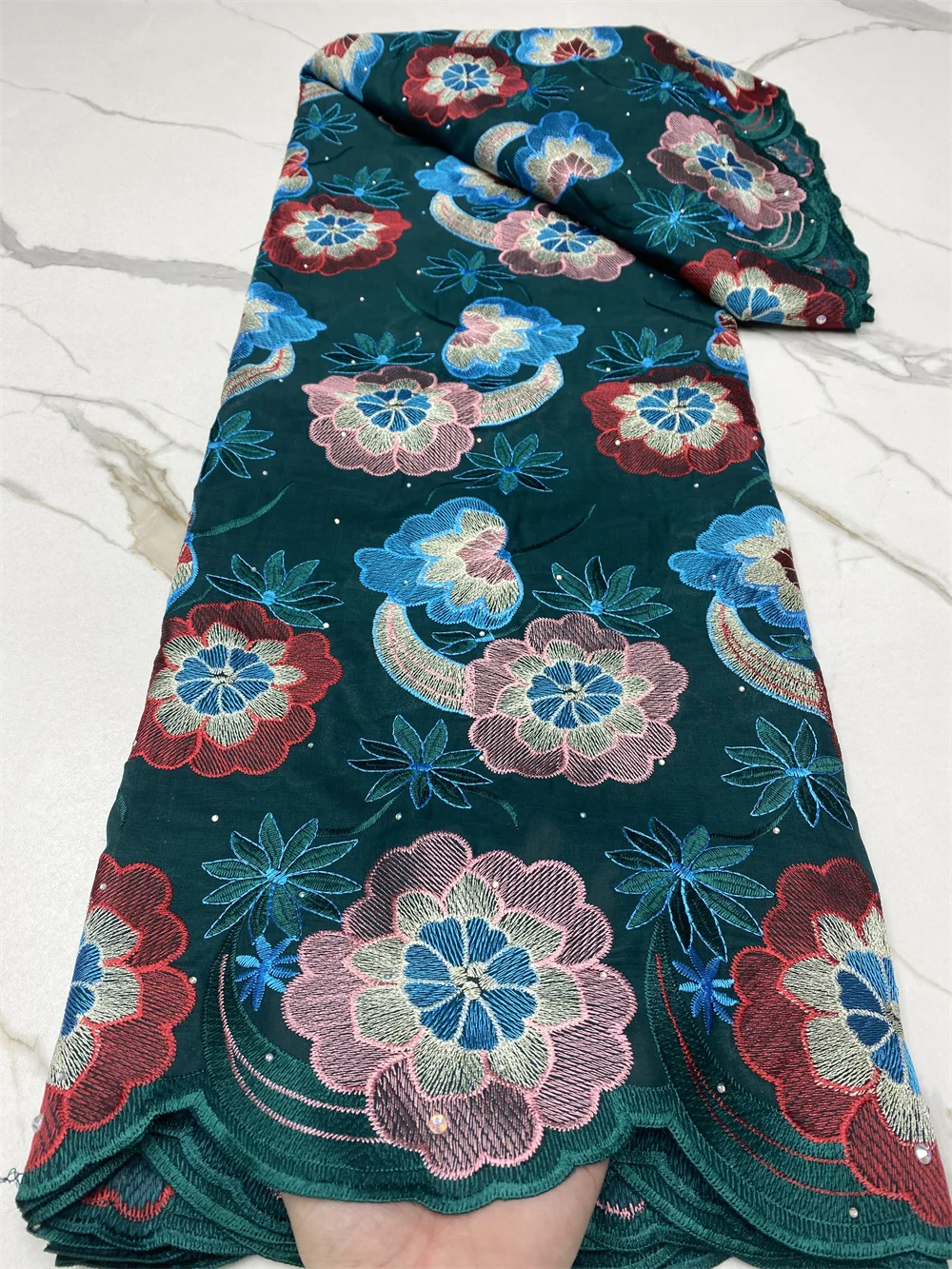 

PGC African French Lace Fabric 2022 High Quality 100%Cotton Lace Material Embroidery Nigerian Lace Fabrics For Sewing YA4803B-3