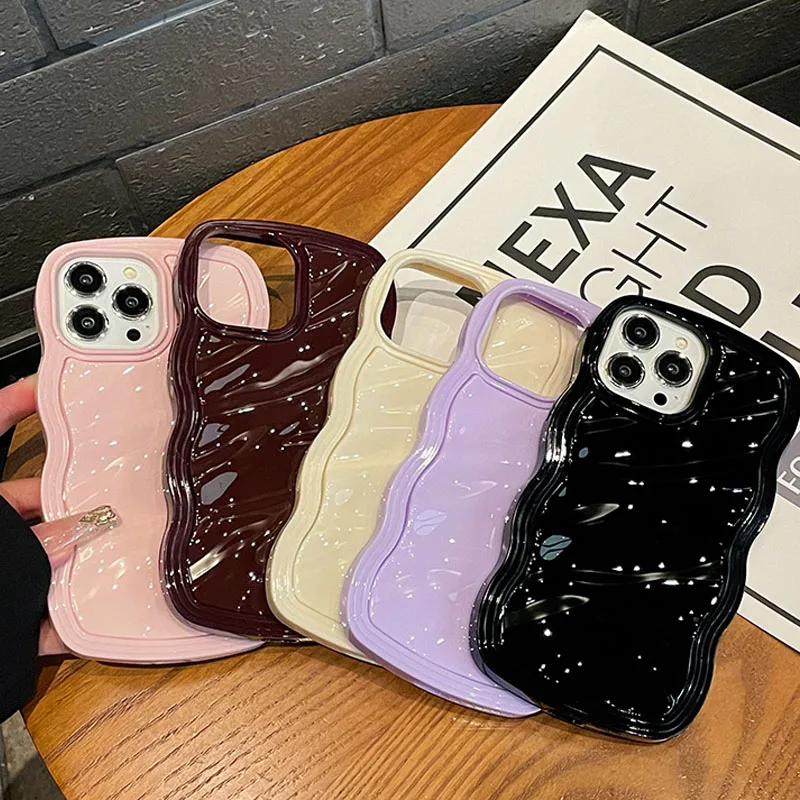 Фото Чехол для телефона с волнистым узором, рябь ярких цветов для iPhone 11, 12, 13, 14, 15, 16 Pro Max Plus, противоударный силиконовый бампер, задняя крышка №1