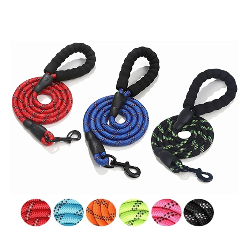 

Strong Dog Reflective Leash Rope Training Padded Soft Leashes Handle Outdoor Elasticity Leads With Walking Dog Durable