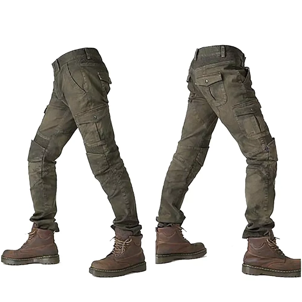 

Jeans men's motorcycle motorcycle anti-fall rider equipment four seasons stretch jeans army green racing pants