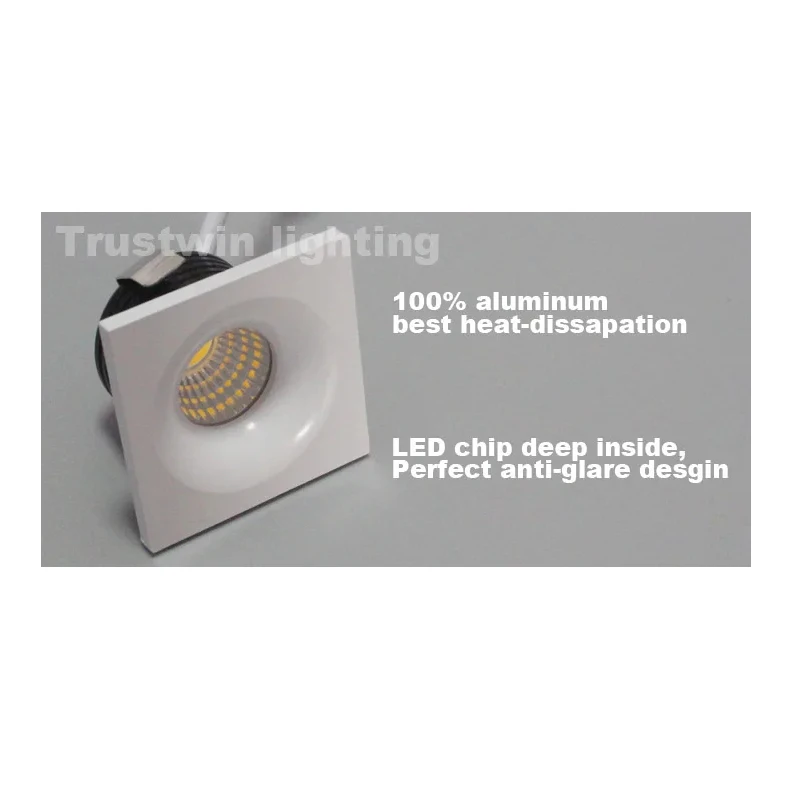 Гарантия 110 В 120 220 240 затемняющий светодиодный точечный светильник COB квадратный