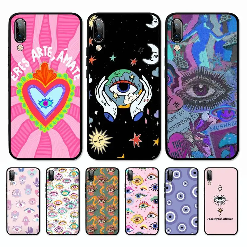 

Lucky Eye Blue Evil Eye Print Phone Case for Vivo Y91C Y11 17 19 17 67 81 Oppo A9 2020 Realme c3