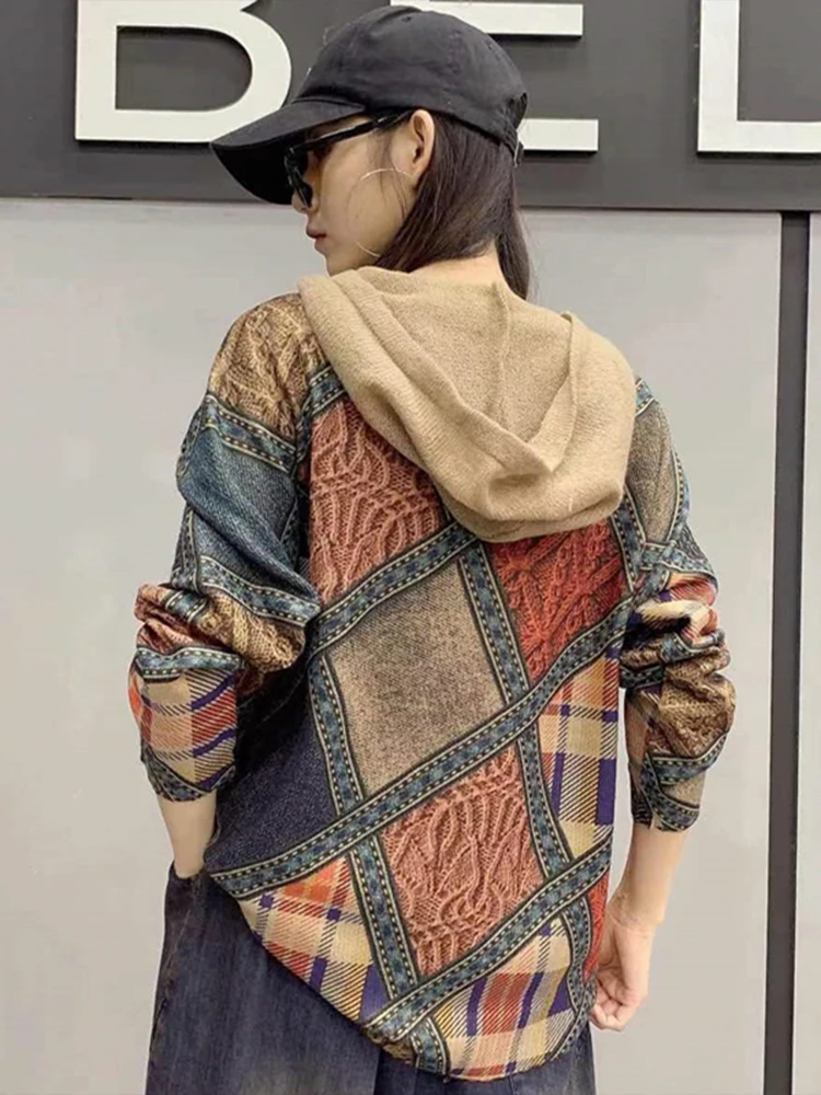 Женский вязаный пуловер Max LuLu с капюшоном