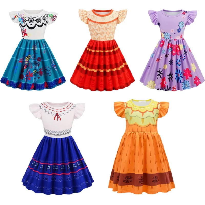 

Summer Girls Dress Princess Costume New Design Encanto Isabela Tutu Short Skirt Kids Birthday Gift Child Girl Dress
