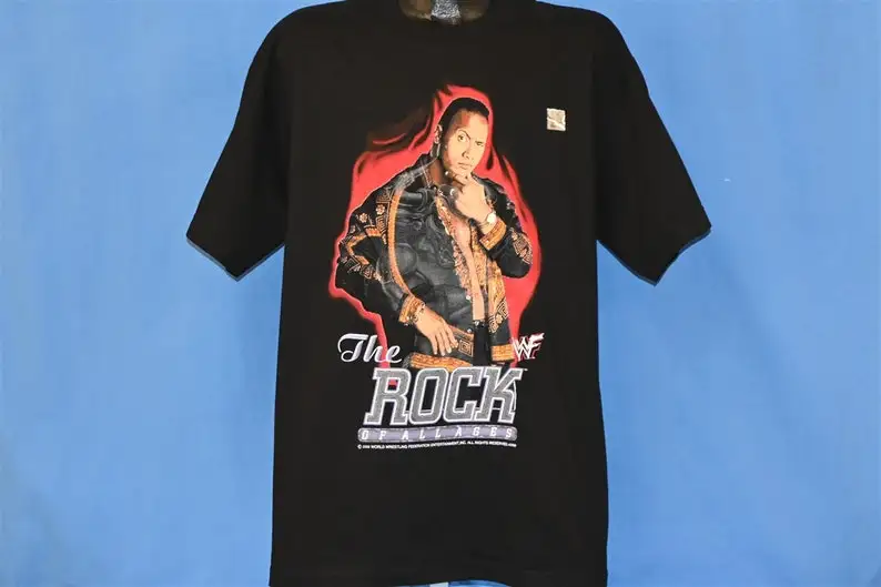 Y2K WWF Dwayne Johnson The Rock of All Ages Wrestling Deadstock футболка большая
