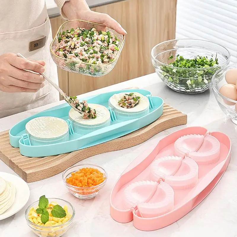 

New 3 Cavities Dumpling Mold Hand Press Dumplings Pastries Making Mould DIY Pierogi Pelmeni Maker Accessories Kitchen Utensils