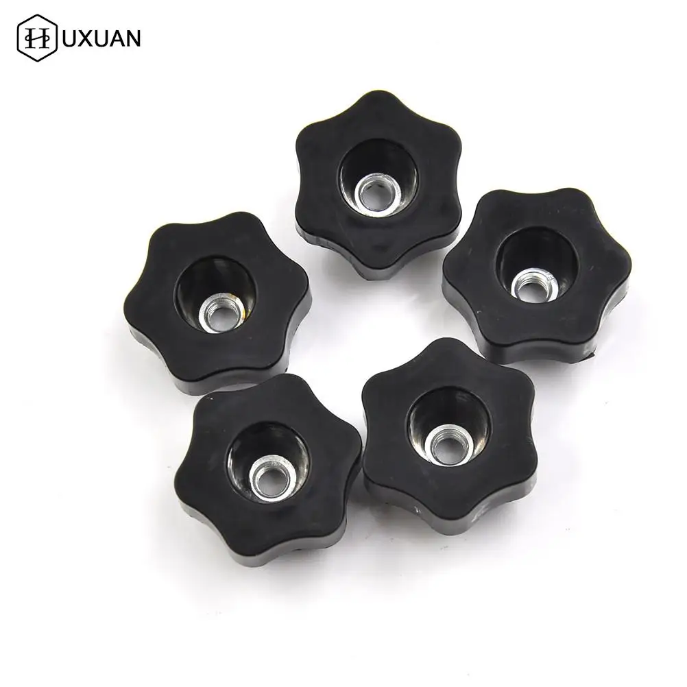 

4 PCS M6 Female Thread Star Shaped Head Clamping Nuts Knob with through-hole for industry equipment