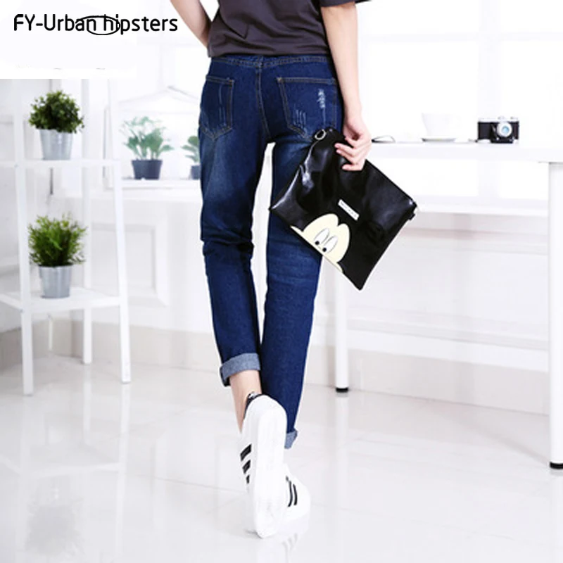 

2018 новые женские повседневные синие пикантные джинсы с высокой талией большого размера для девушек с дырками корейские джинсы для женщин 5XL