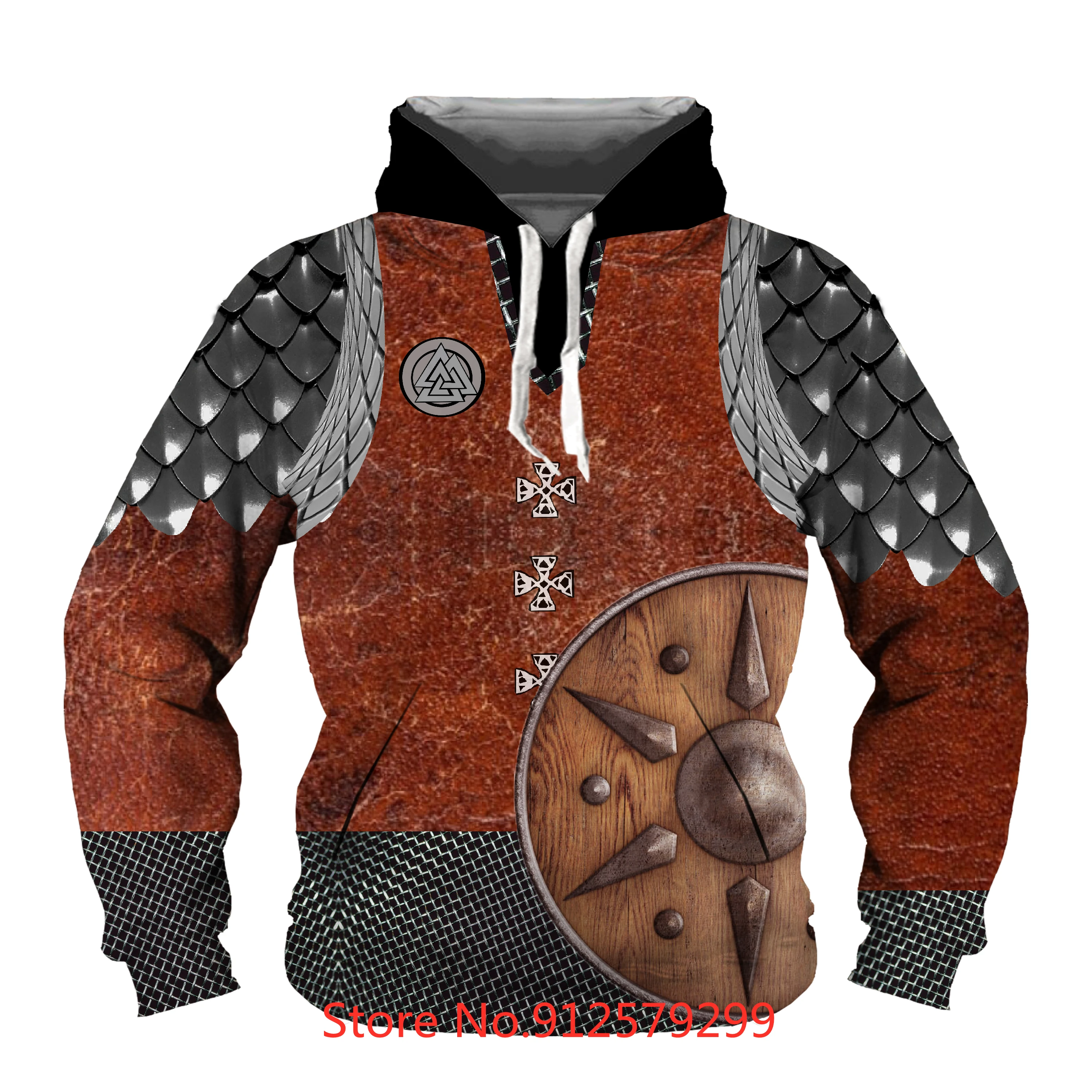 Men's Pullover Hoodie Retro Sweatshirt Geometric Armor 3D Print Hoodies Unisex Casual Long Sleeve