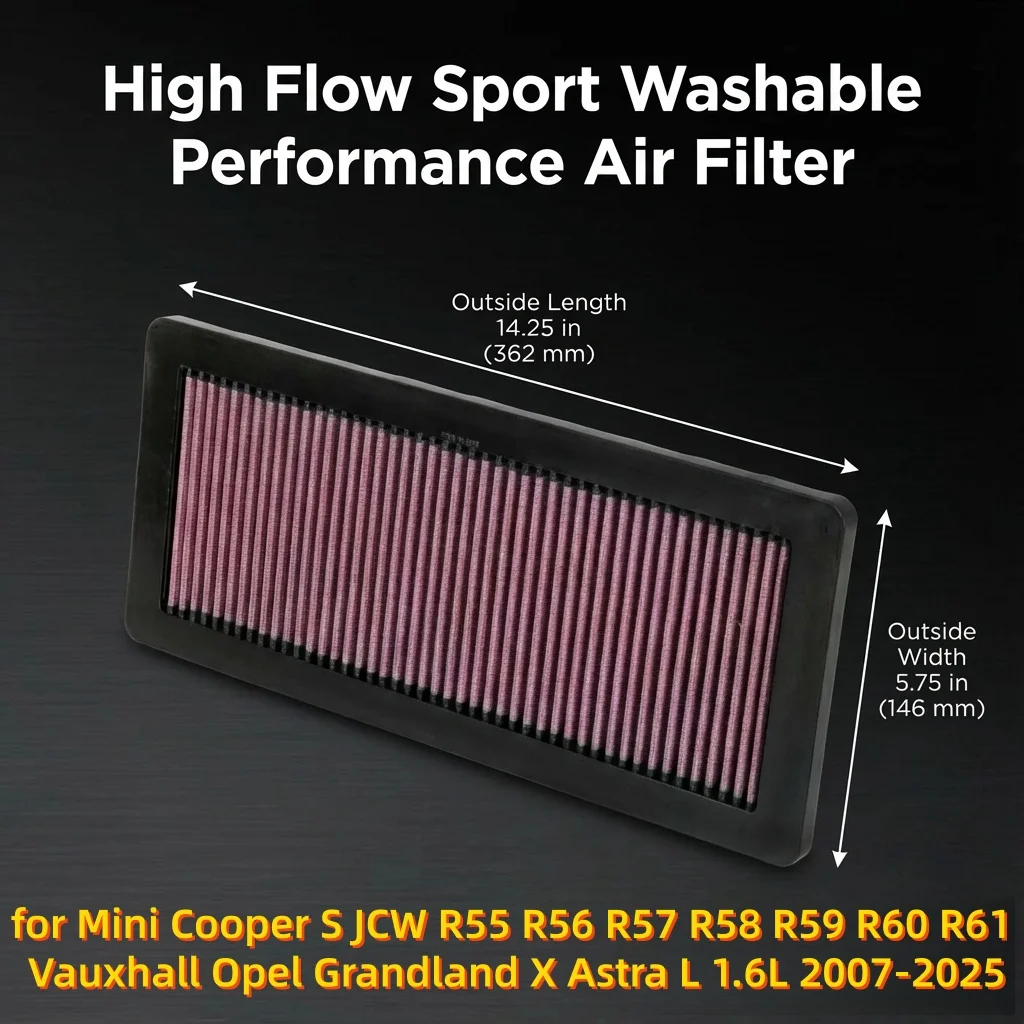 

Высокопроизводительный воздушный фильтр 33-2936 для Mini Cooper S JCW R55 R56 R57 R58 R59 R60 R61, Vauxhall Opel Grandland X, Astra L 1.6L 2007-2025