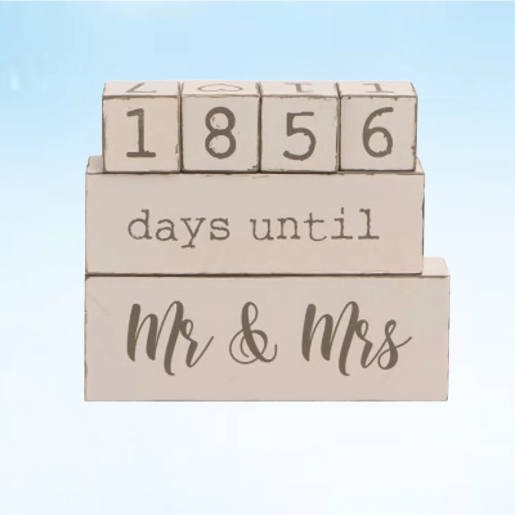 

Calendar Wooden Block Wood Wedding Blocks Countdown Perpetual Day Crafts Desk Decoration Calendars Office Date Dates Months