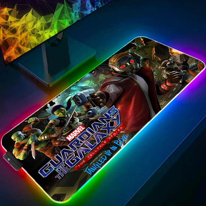 

Игровой коврик для мыши со светодиодной подсветкой RGB «стражи Галактики», Офисные аксессуары, коврик для ноутбука, офиса, крутой коврик для мыши, игровые коврики