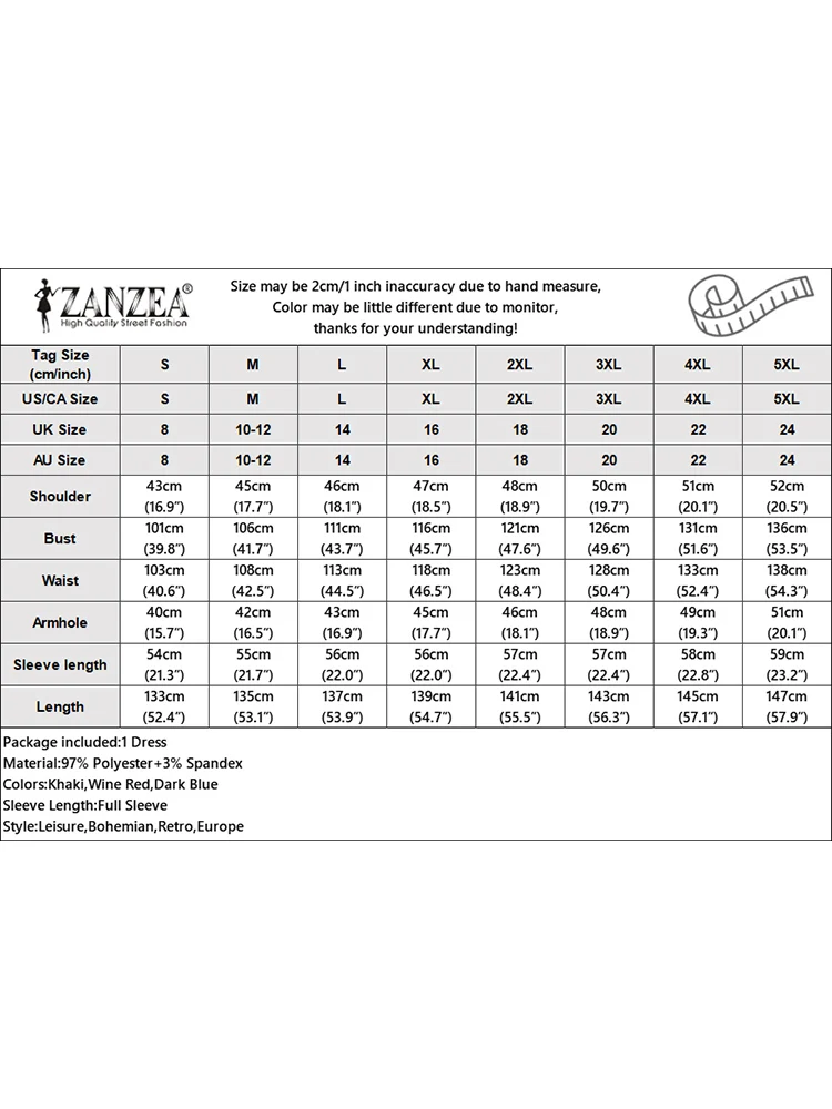 ZANZEA отпускное платье макси с длинными рукавами осень 2024 женские однотонные