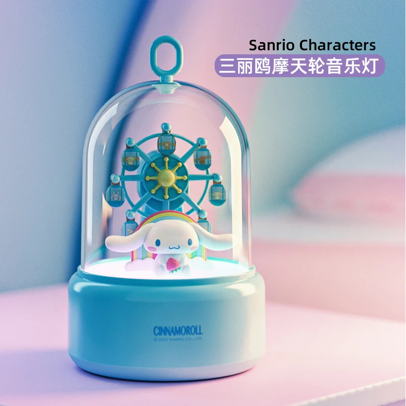 

Kawaii Sanriod Anime Hobby Cinnamoroll Ferris Wheel Music Light Carousel Music Box Creative Ornaments with Sleeping Night Light