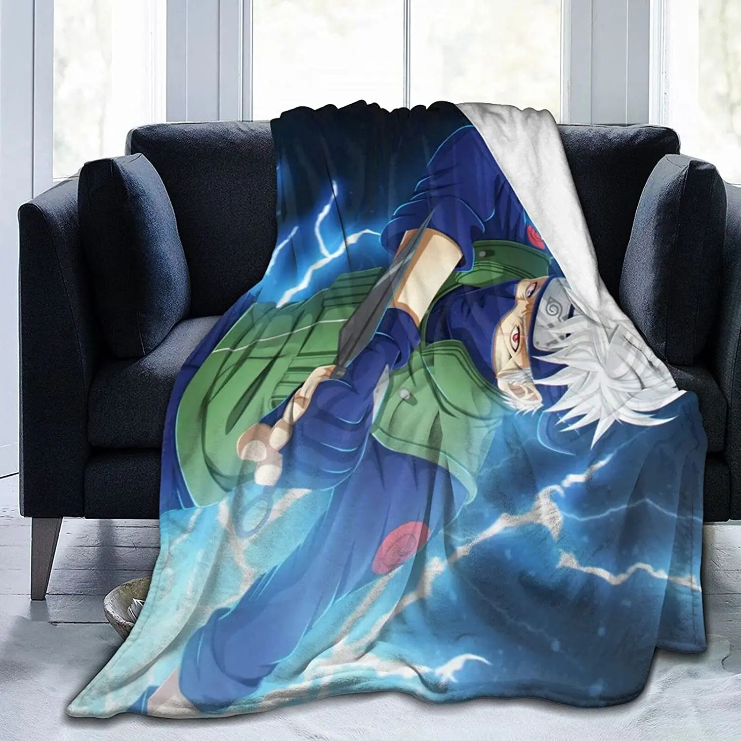 

Kakashi Hatake Fluffy Soft and Comfortable Blanket, Anime Warm Embrace of Sympathy