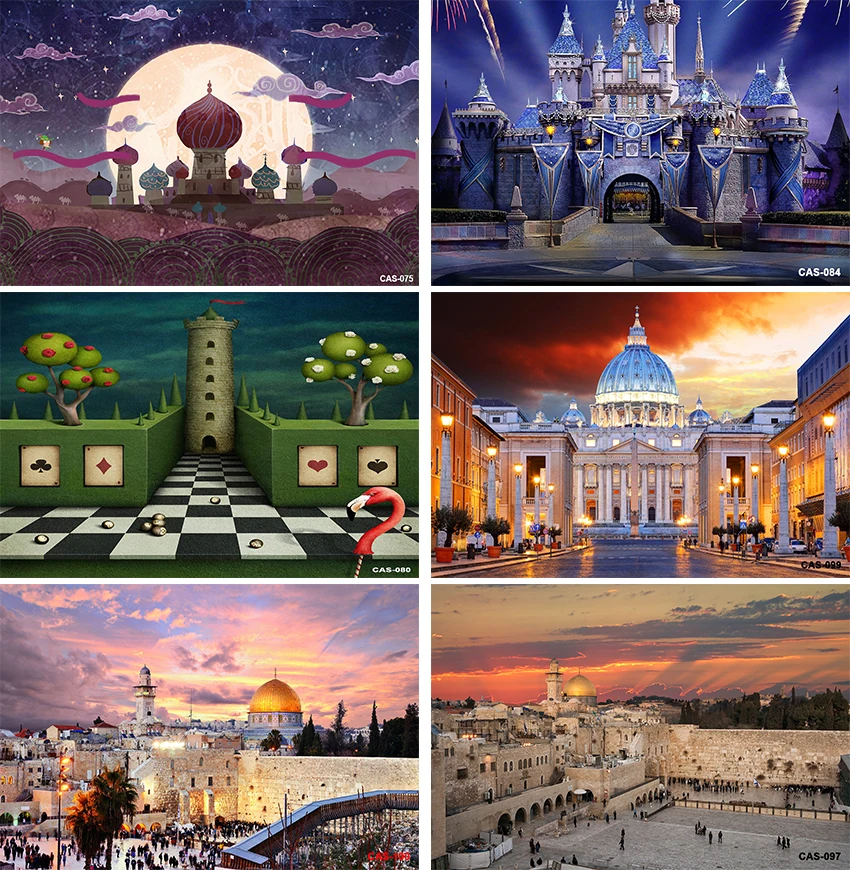 

Disney Castle Palace Photography Backdrops Newborn Portrait Photo Wallpaper Girl Princess Birthday Decoration Background Studio
