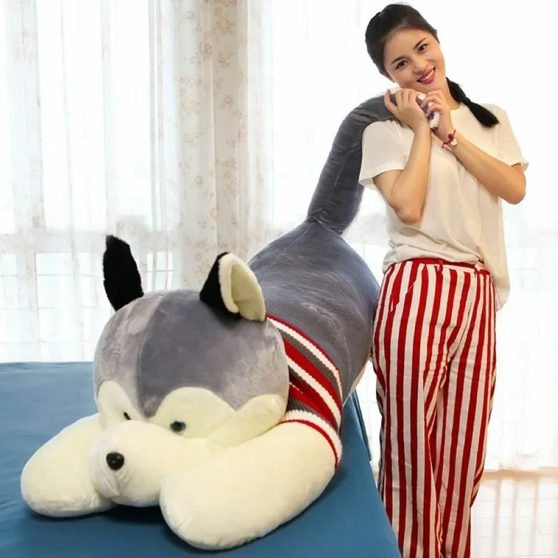 Гигантская плюшевая игрушка, мягкая подушка хаски, набивное животное ...