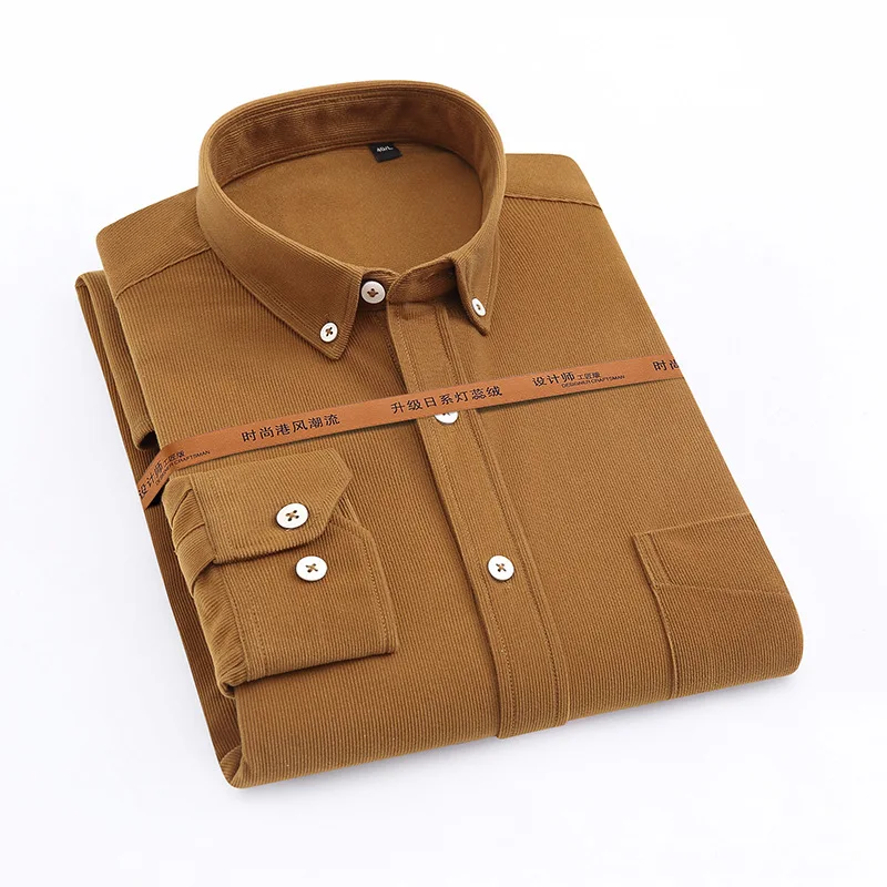 Korean Autumn and Winter Men's Corduroy Shirt Upgrade Thickened Casual Shirt Men's Retro Style Loose Long Sleeve Shirt