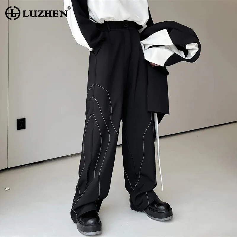 LUZHEN модные элегантные прямые костюмные брюки мужские 2024 новая модная линия в