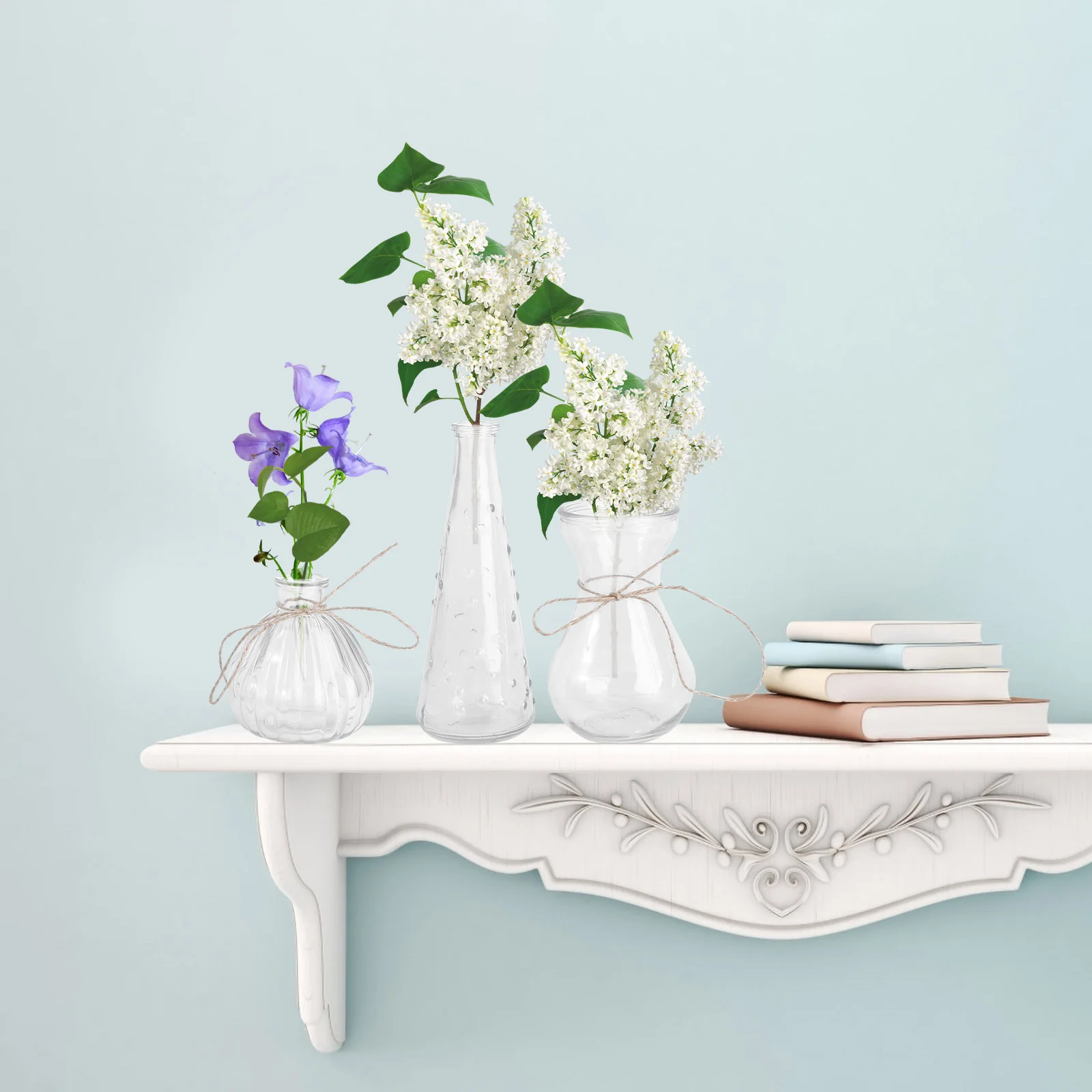 

3pcs Rustic Decorative Flower Container Dried Flower Jar Vase Decor (Lucency)