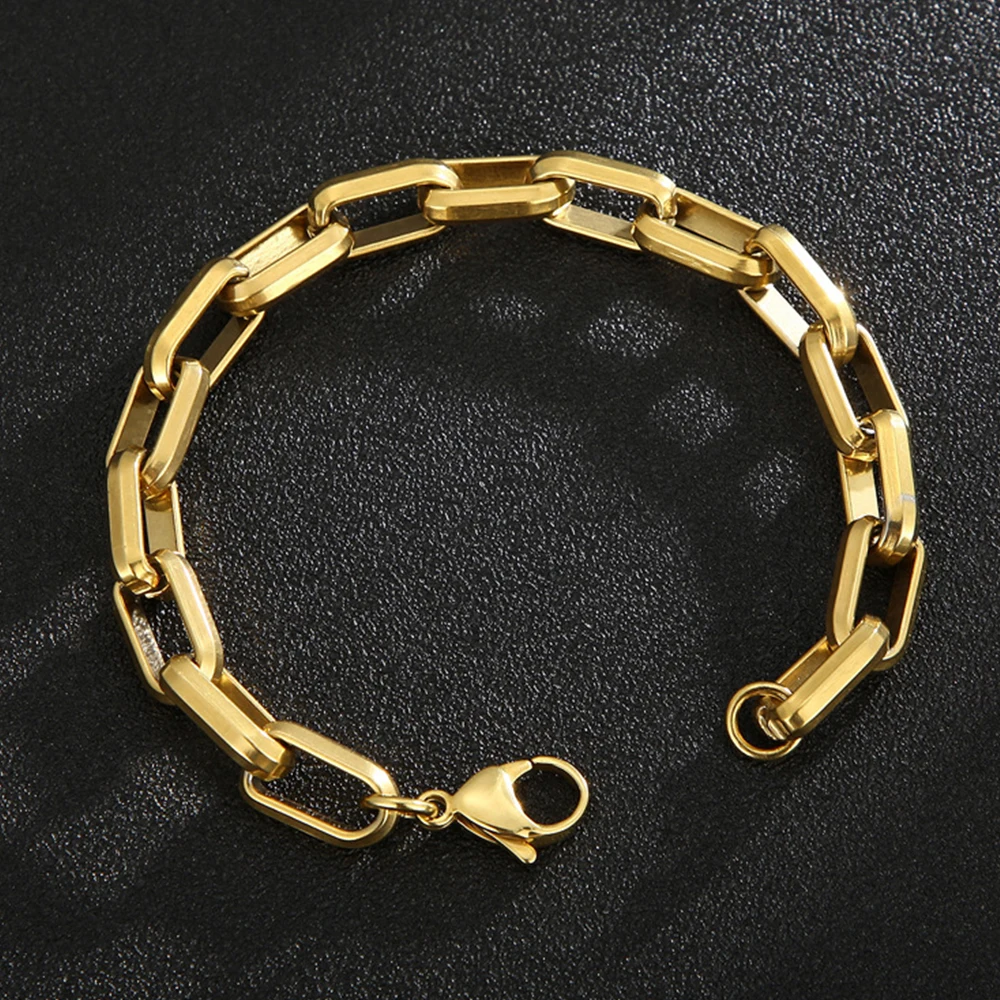 

Браслеты из нержавеющей стали высокого качества для мужчин, золотистые панцирные браслеты-цепочки в стиле панк, кубинские звенья на руке, м...