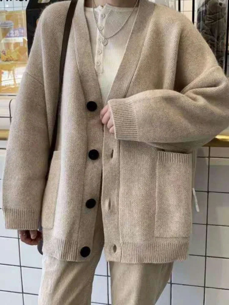 

RDMQ Cardigans Women Solid Elegant Sweaters Pockets Fashion Casual Female Knitted Outwear Lazy Korean Style Clothing Trendy