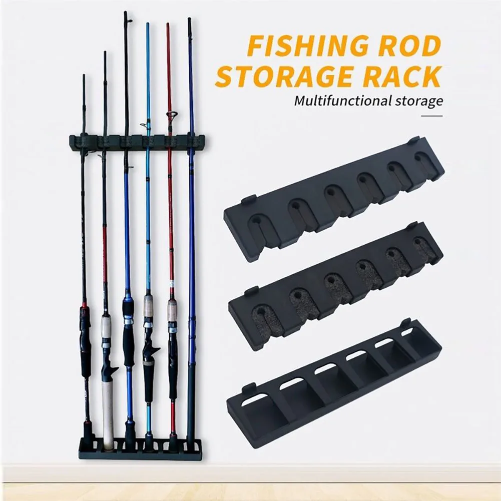 

6-hole Fishing Rod Storage Rack Wall-mounted Holder Storage Bracket For Thick Fishing Rods Hand Rods Nets