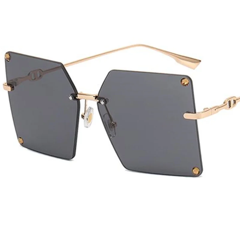 

Fashion Sunglasses Women Rimless Sun Glasses Square Adumbral Anti-UV Spectacles Personaity Rivet Eyeglasses Ornamenta A++