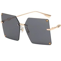 fashion sunglasses women rimless sun glasses square adumbral anti uv spectacles personaity rivet eyeglasses ornamenta a