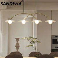 sandyha nordic chandeliers golden glass ball led pendant lamp for kitchen dining table living room coffee home lighting fixture