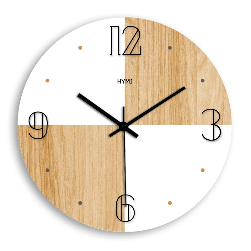 

Round Fashion Clock Wall Wooden Living Room Creative Needle Watches Bedroom Home Decor Wall Clock