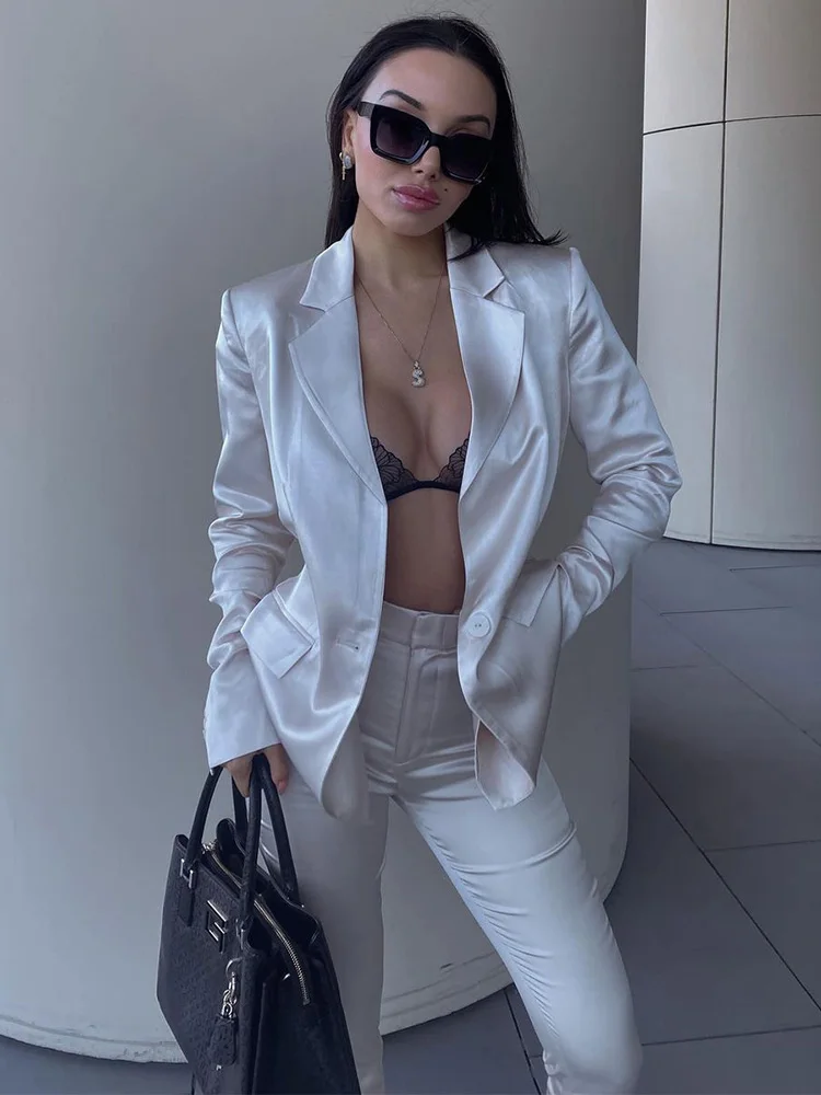 

элегантные офисные костюмы для женщин, комплекты блейзеров, блейзеры на одной пуговице и брюки с боковыми вентиляционными отверстиями, ком...