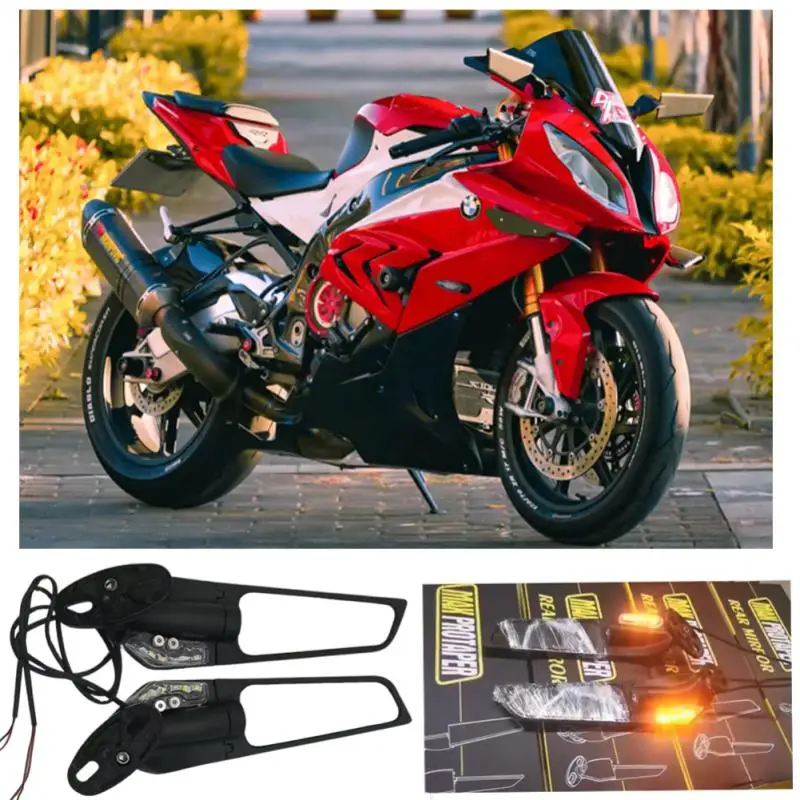 

Мотоциклетное модифицированное зеркало заднего вида с подсветкой, регулируемое вращающееся фиксированное крыло ветра для Kawasaki Yamaha Honda Ducati