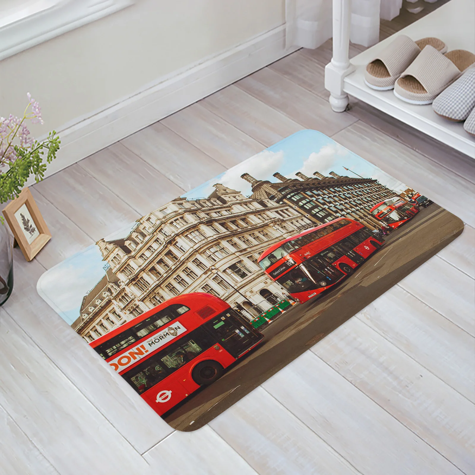 London Red Bus Building House Floor Mat Entrance Door Living Room Kitchen Rug Non-Slip Carpet Bathroom Doormat Home Decor |